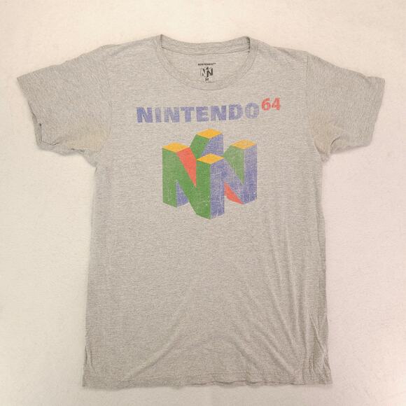 Nintendo 64 Crew Neck Graphic Short Sleeve T Shirt Adult Mens Size Medium M Gray - Picture 2 of 9